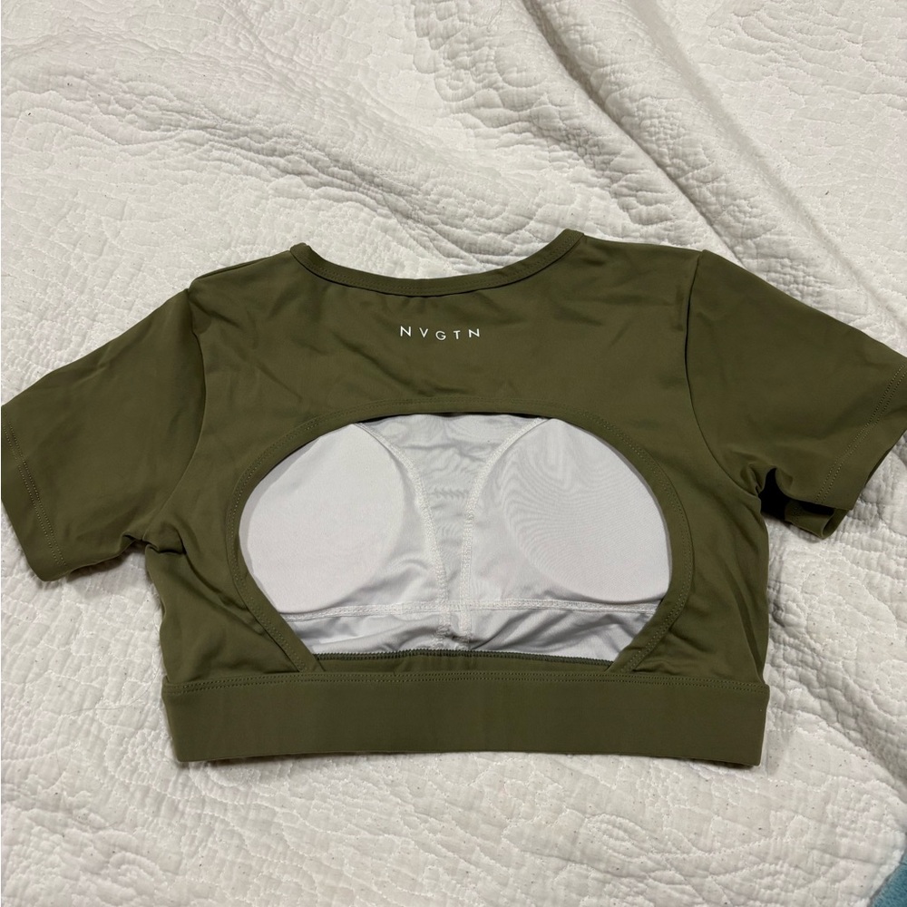 NVGTN Army Green Cutout Back Crop Top